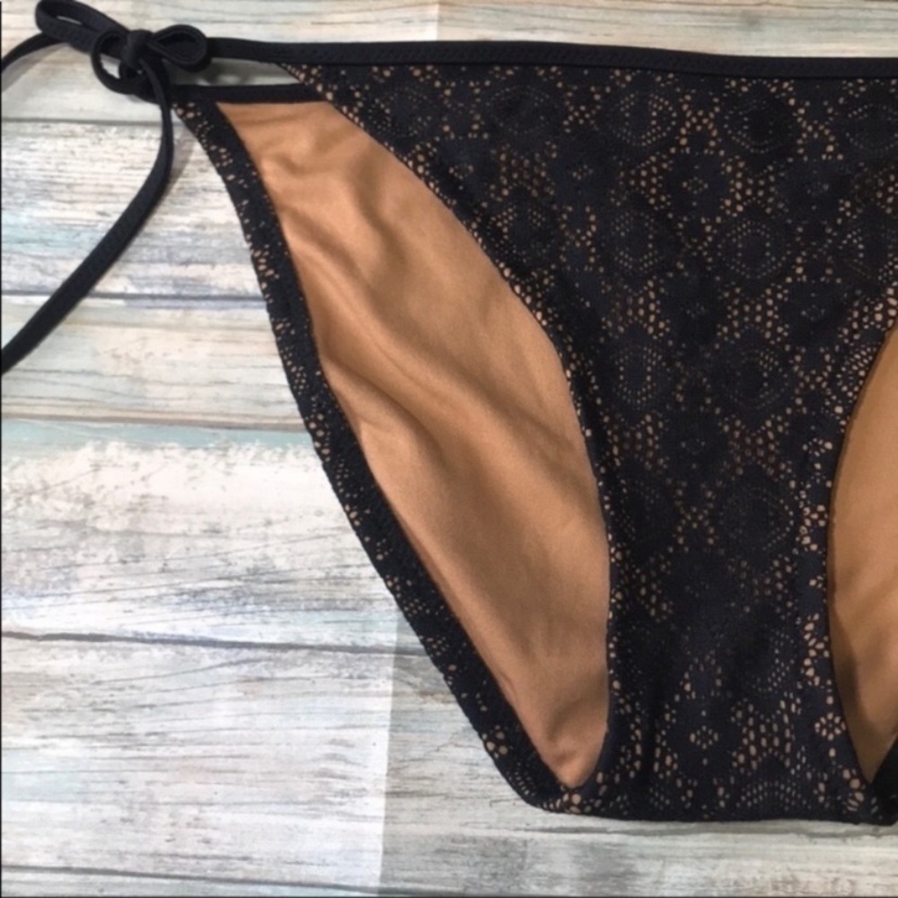 Mossimo Black Lace Bikini Bottoms Small Tie Side Swim - Picture 2 of 4